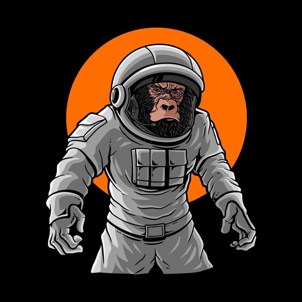 gorilla bär astronautdräkt premium vektor