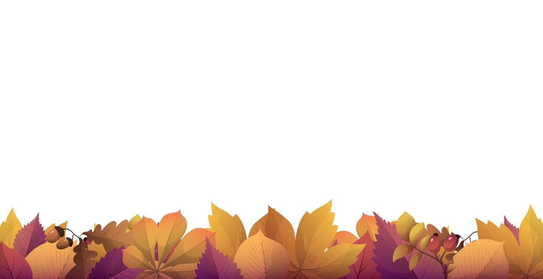 realistisches Herbstlaub, weißer Hintergrund mit Platz für Text vektor