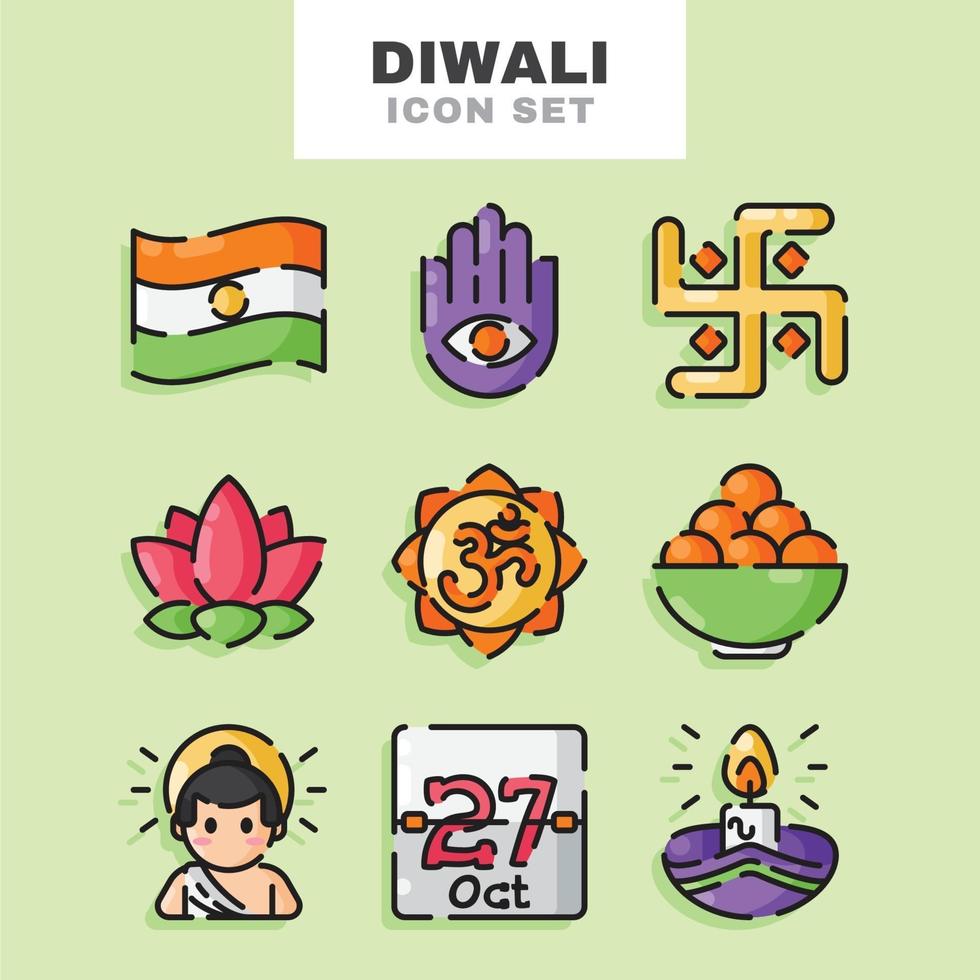 diwali ikonuppsättning vektor
