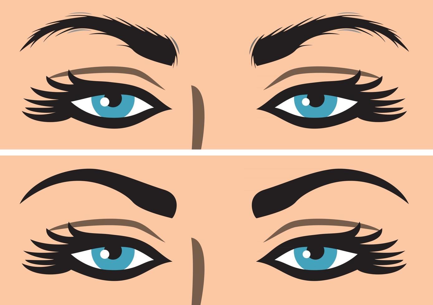 epilering av ögonbryn före och efter vektor