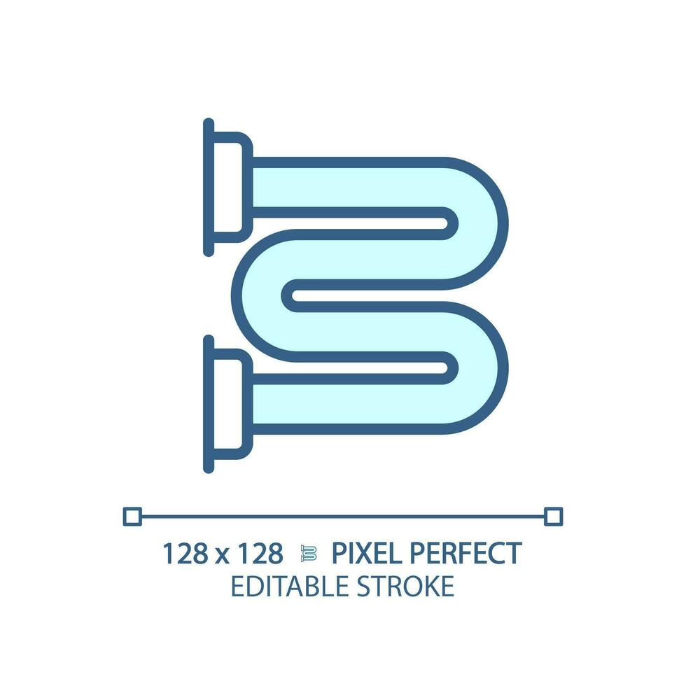 2d Pixel perfekt editierbar Blau erhitzt Handtuch Schiene Symbol, isoliert Vektor, dünn Linie Illustration Darstellen Installation. vektor