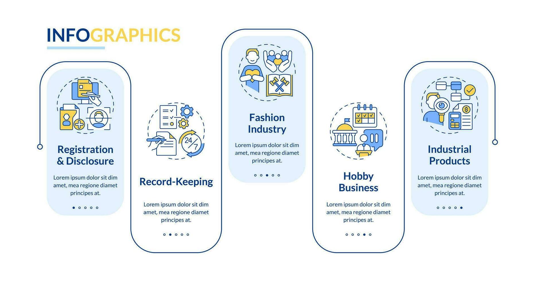 Mehrfarbig Lobbying Regierung Vektor Infografiken Vorlage, Daten Visualisierung mit 5 Schritte, Prozess Zeitleiste Diagramm.