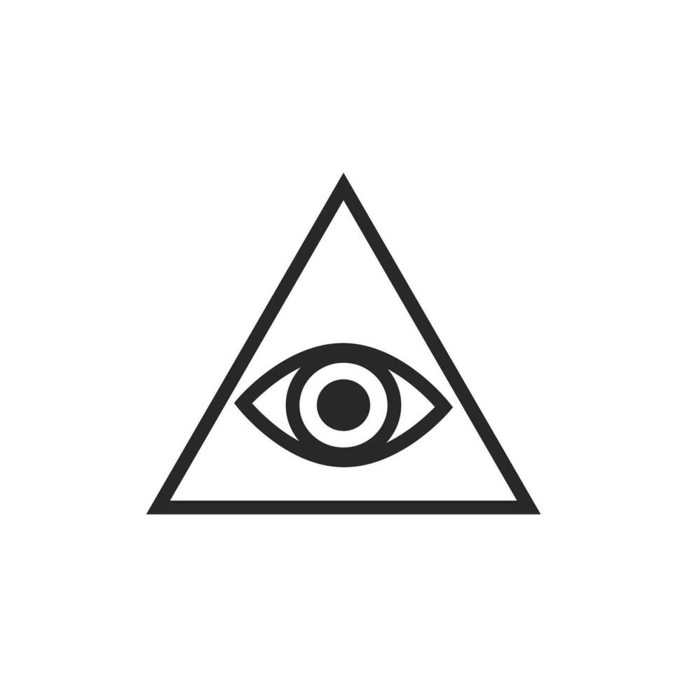 allsehend Auge im Dreieck Vektor Grafik Linie Kunst Stil, tätowieren Design Element, esoterisch Symbol isoliert