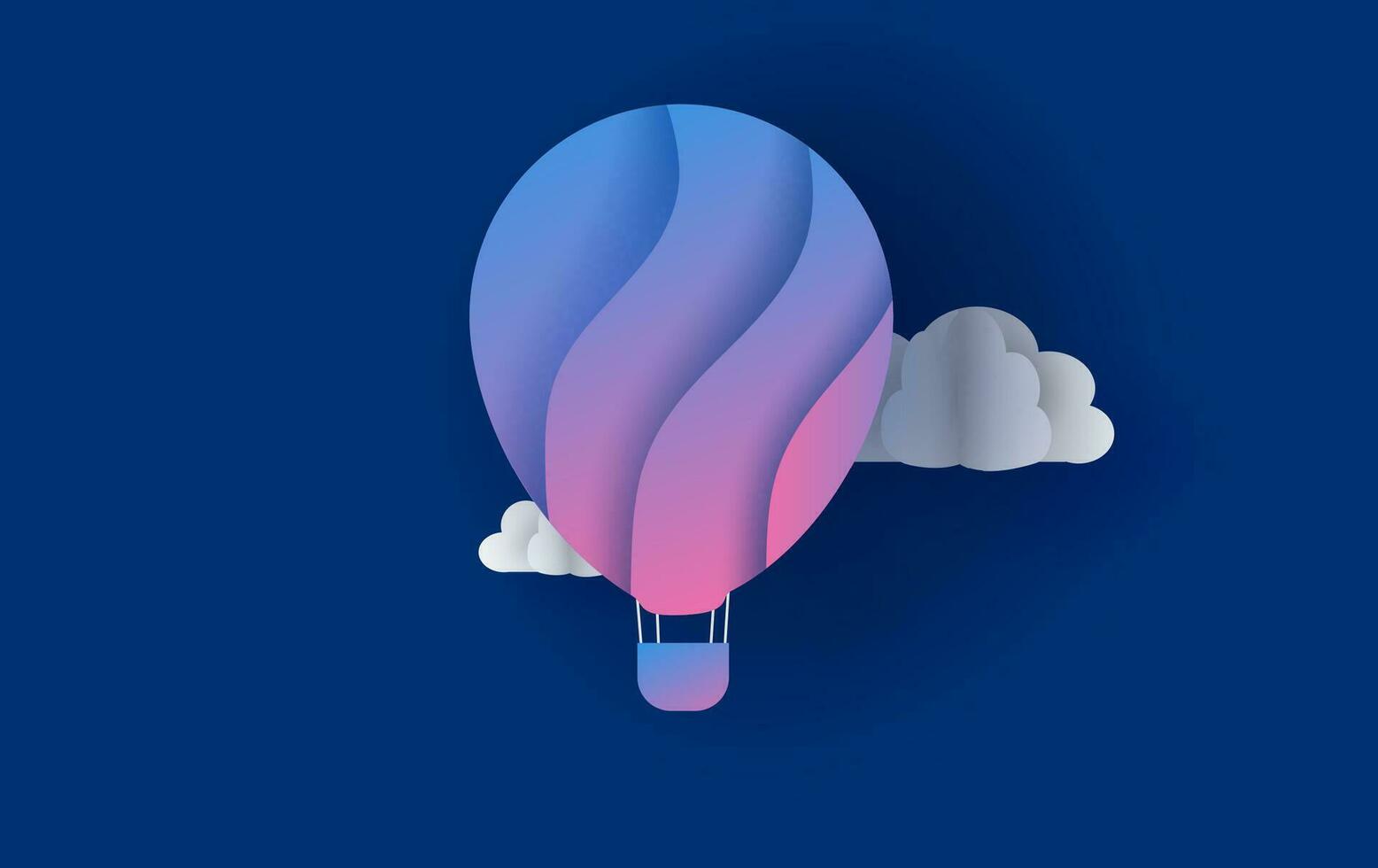 Illustration von Origami gemacht Gradient bunt heiß Luft Ballon und Wolke auf Blau sky.creative Design Digital Papier Kunst und Kunst Stil. minimalistisch Farbe Pastell. Grafik Dekoration zum Karte.Vektor vektor