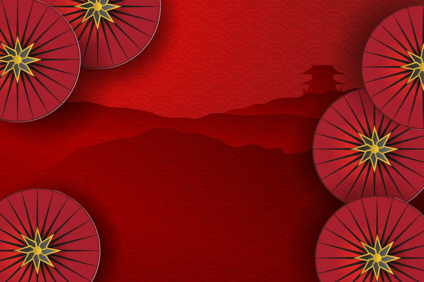 glücklich Chinesisch Neu Jahr von das abstrakt Muster zum Regenschirm traditionell Festival Schöne Grüße Karte Hintergrund.Grafik Textur Tapetendesign Landschaft Aussicht Berg dekoration.vektor Illustration eps10 vektor