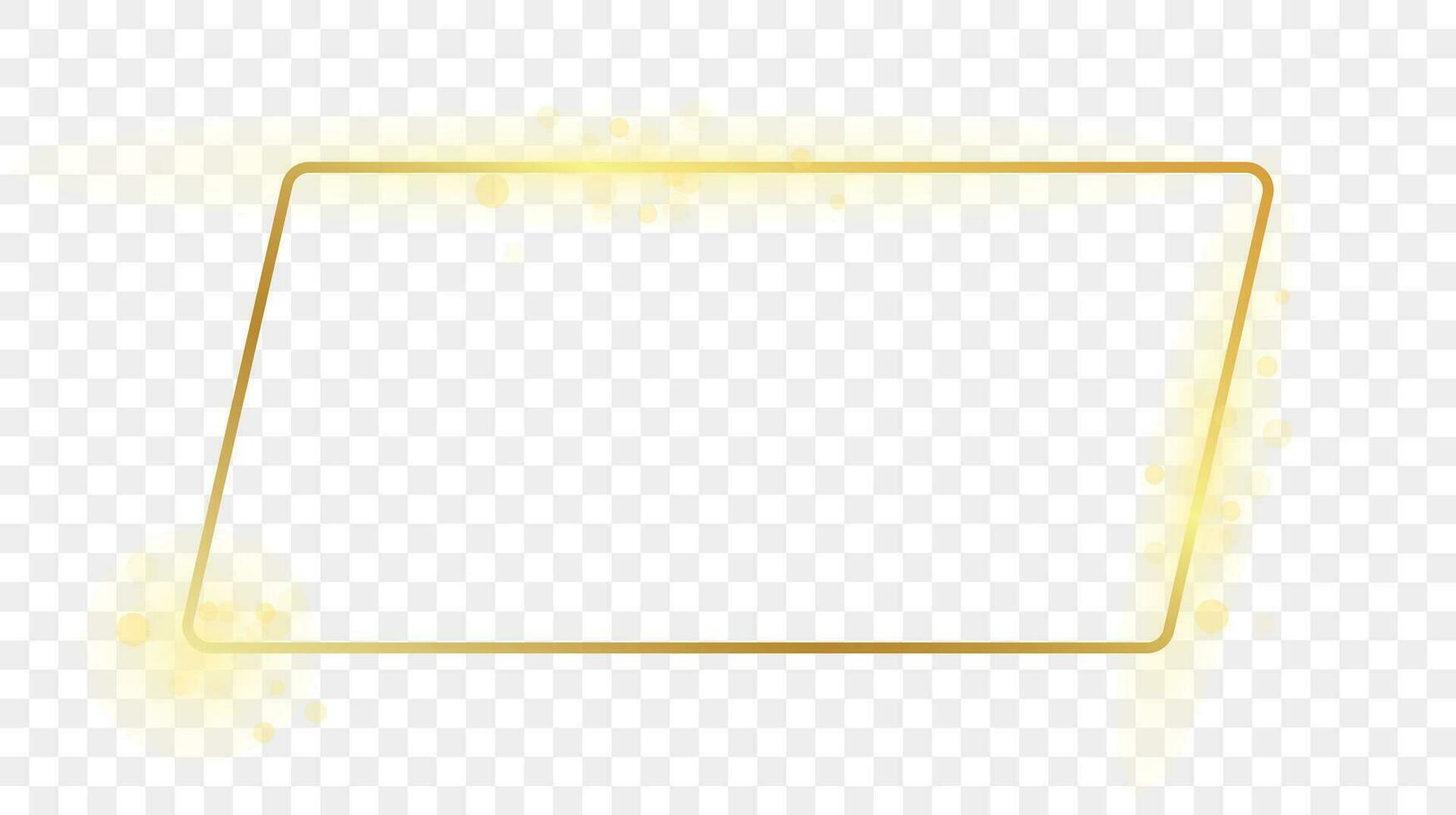 guld lysande avrundad rektangulär form ram vektor