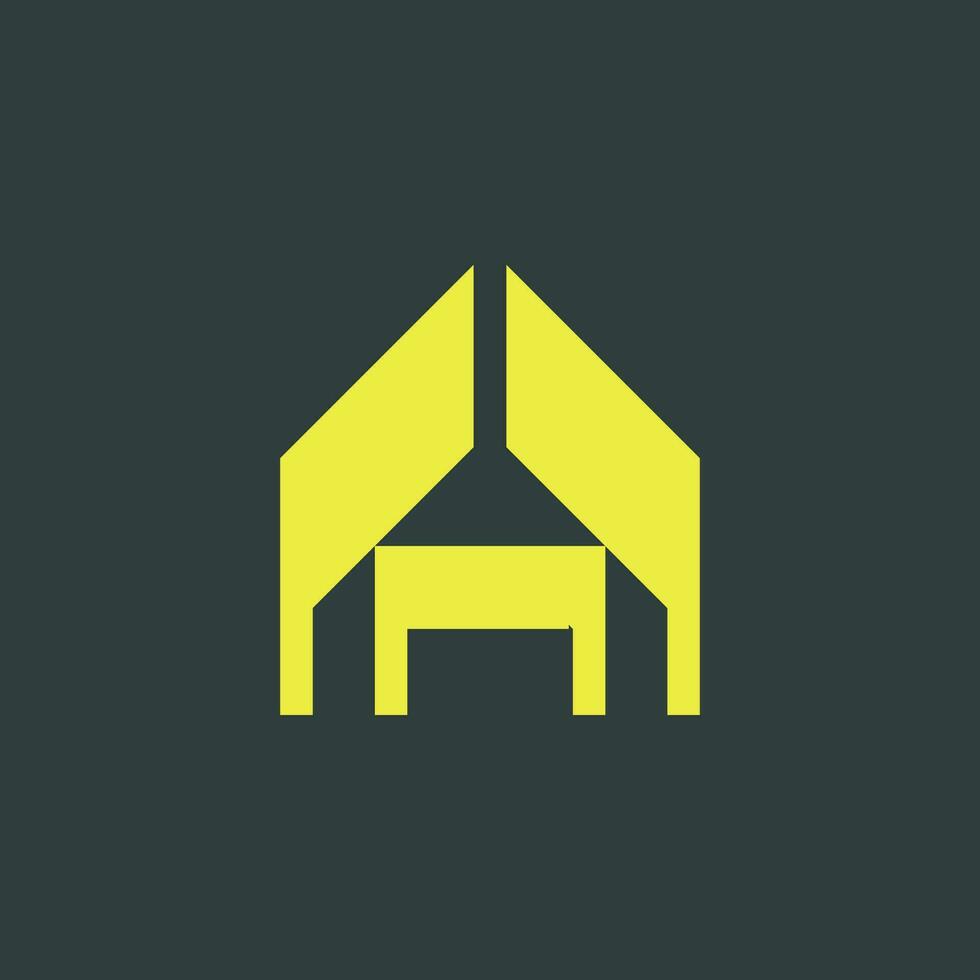 hängande lampa och skrivbord hus interiör logotyp vektor