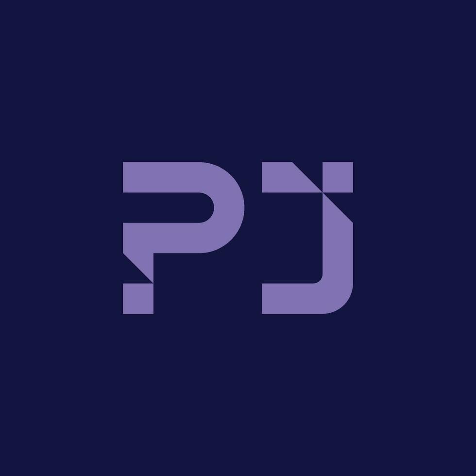 p och j eller pj modern monogram logotyp med diagonal stil vektor