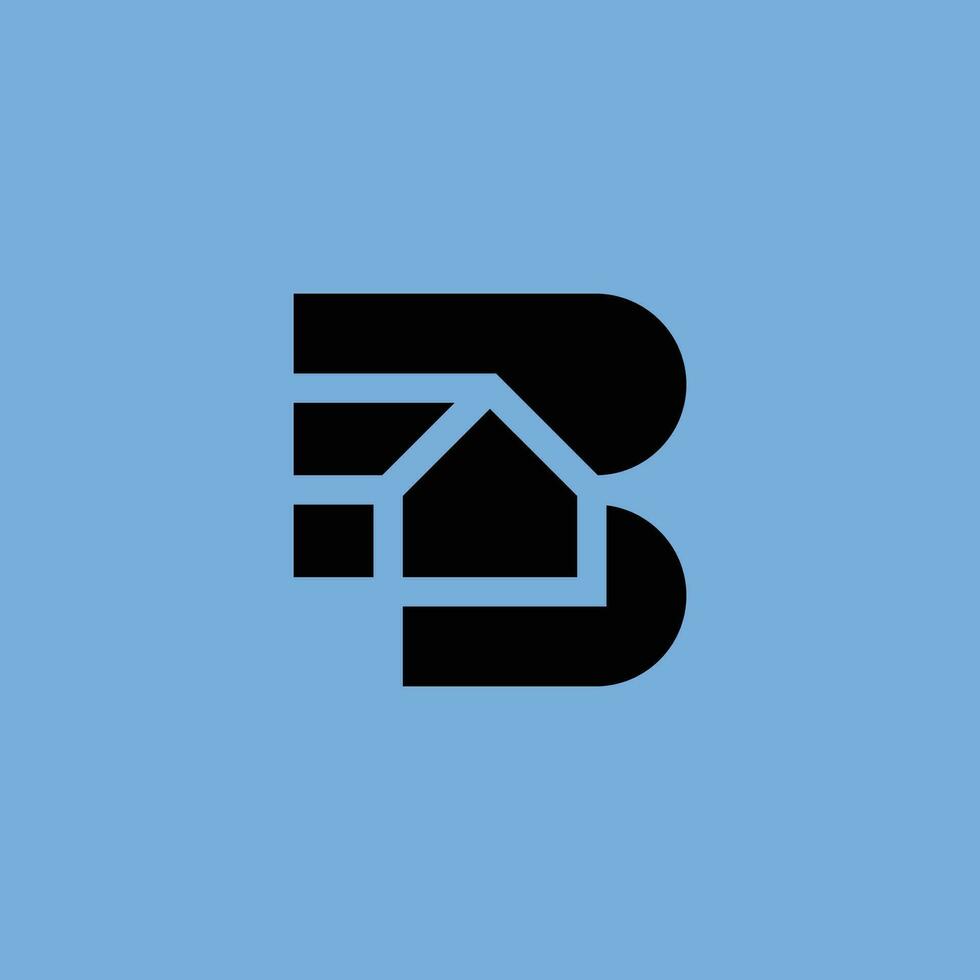 elegant modern brev b hus första logotyp vektor