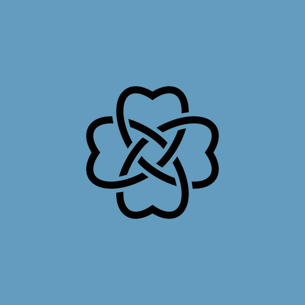 enkel elegant sammanflätade tand blomma logotyp vektor