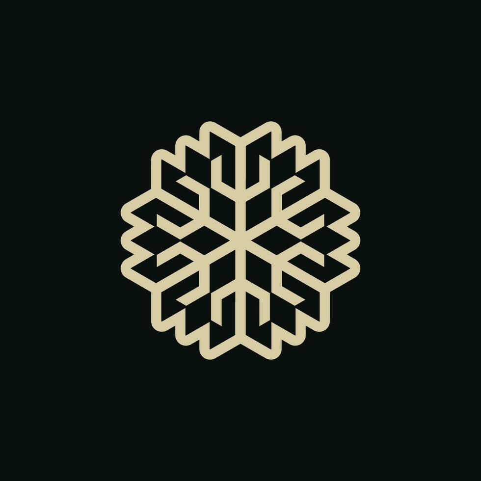 abstrakt Schneeflocke blühen Dreizack Logo vektor