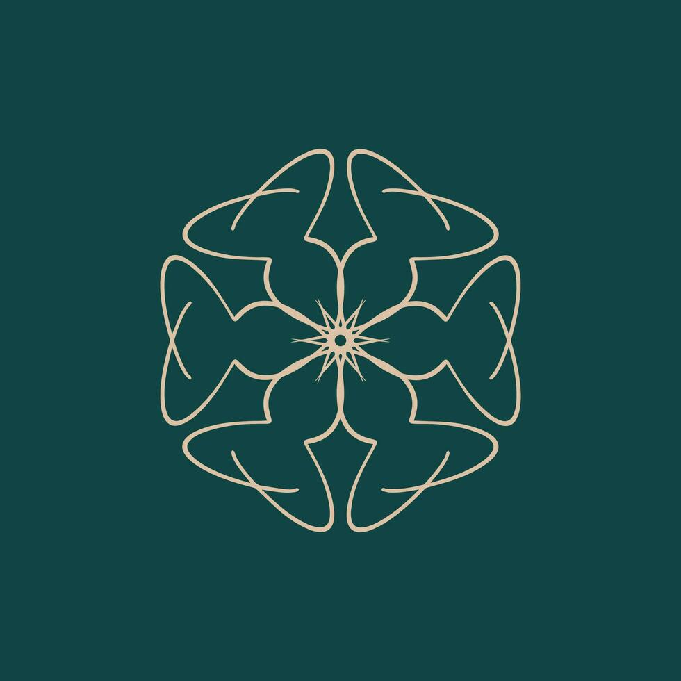 abstrakt hell braun und dunkel Grün Blumen- Mandala Logo. geeignet zum elegant und Luxus Zier Symbol vektor