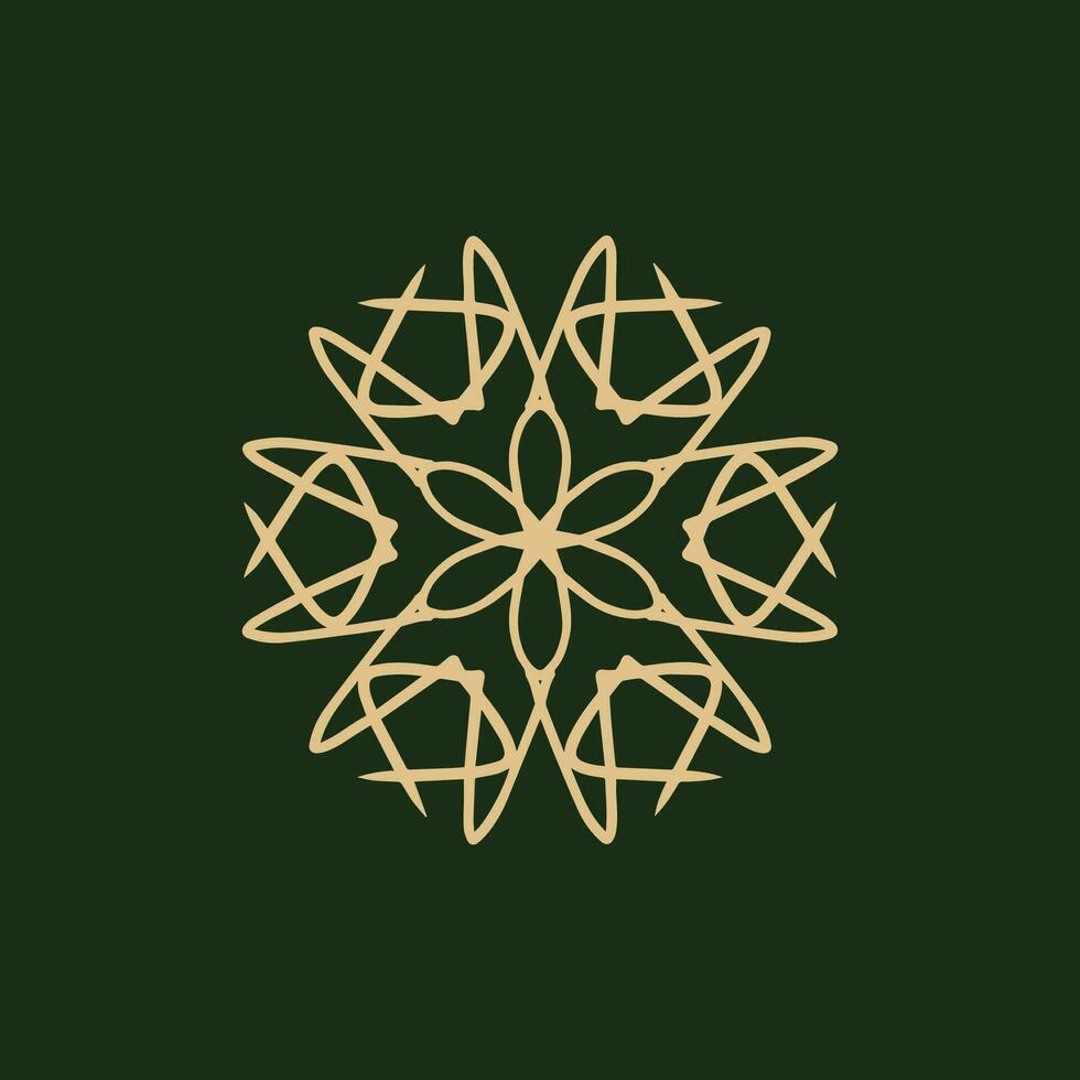 abstrakt Gold und dunkel Grün Blumen- Mandala Logo. geeignet zum elegant und Luxus Zier Symbol vektor