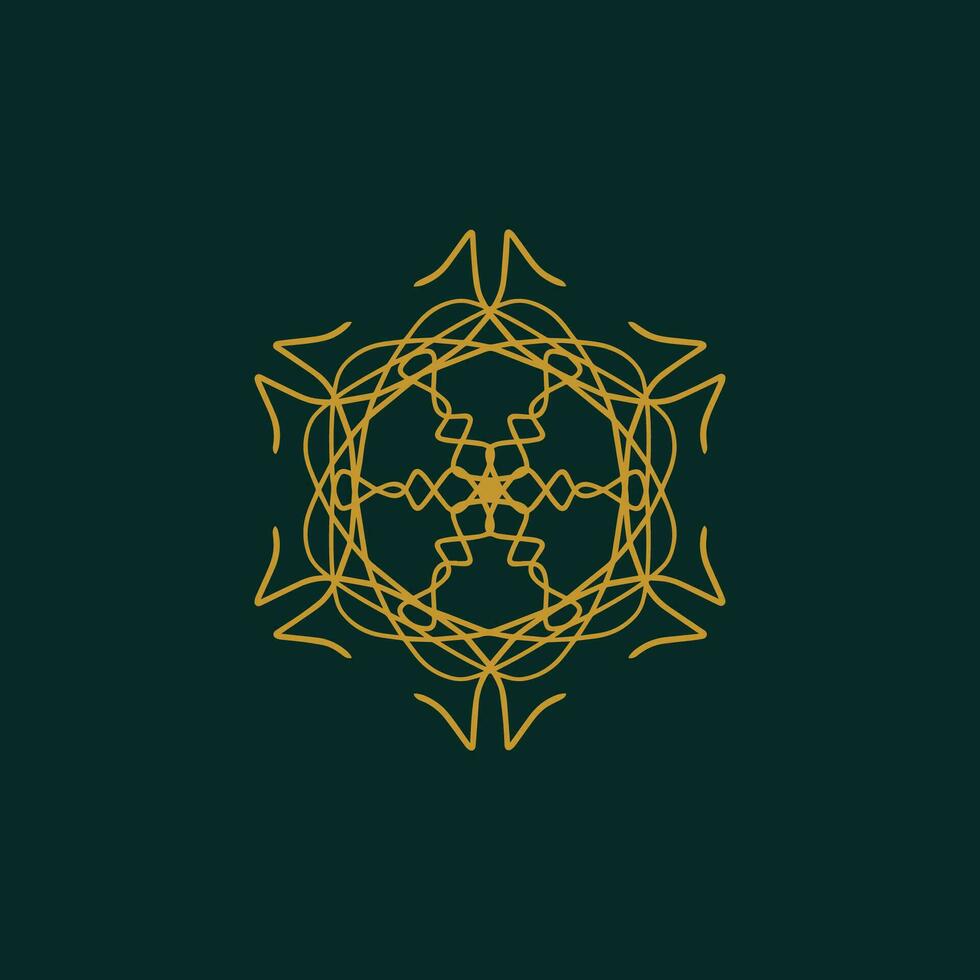 abstrakt Gelb und dunkel Grün Blumen- Mandala Logo. geeignet zum elegant und Luxus Zier Symbol vektor