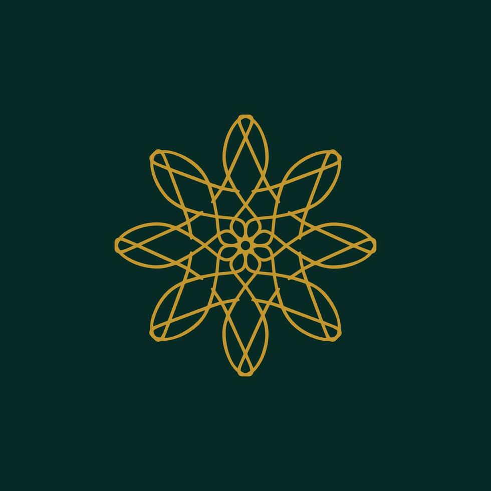 abstrakt Gelb und dunkel Grün Blumen- Mandala Logo. geeignet zum elegant und Luxus Zier Symbol vektor