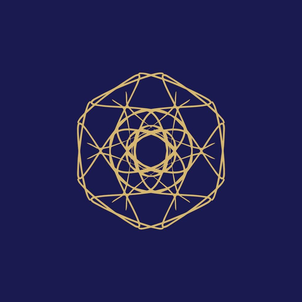 abstrakt guld och Marin blommig mandala logotyp. lämplig för elegant och lyx dekorativ symbol vektor