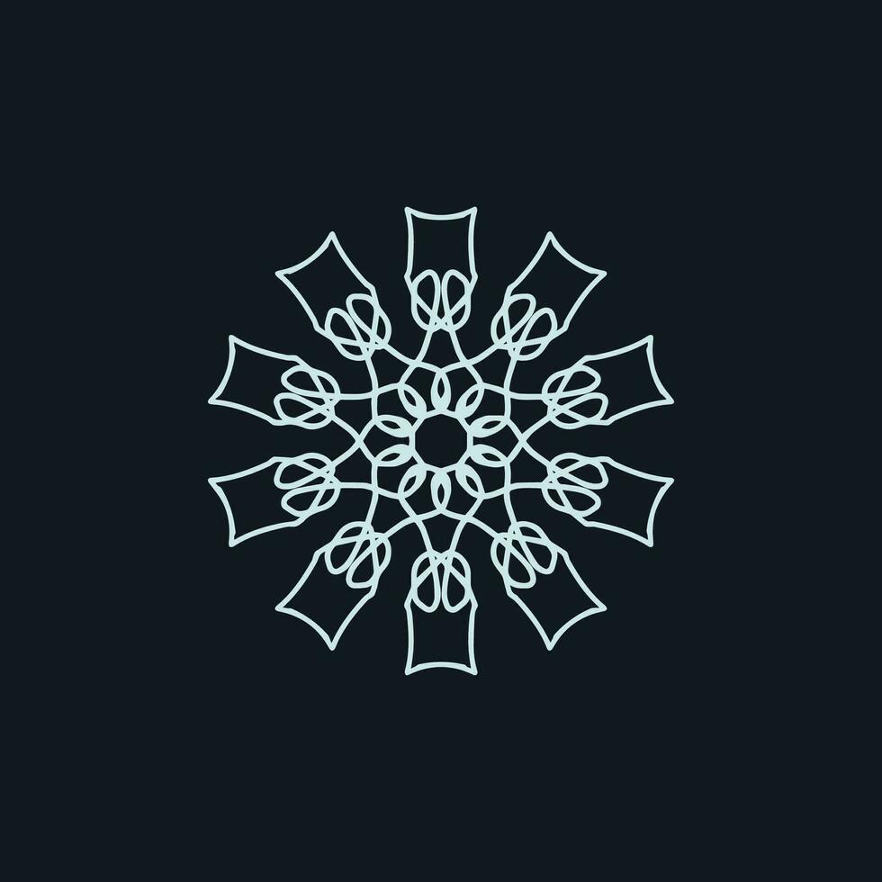 abstrakt blå grå och svart blommig mandala logotyp. lämplig för elegant och lyx dekorativ symbol vektor