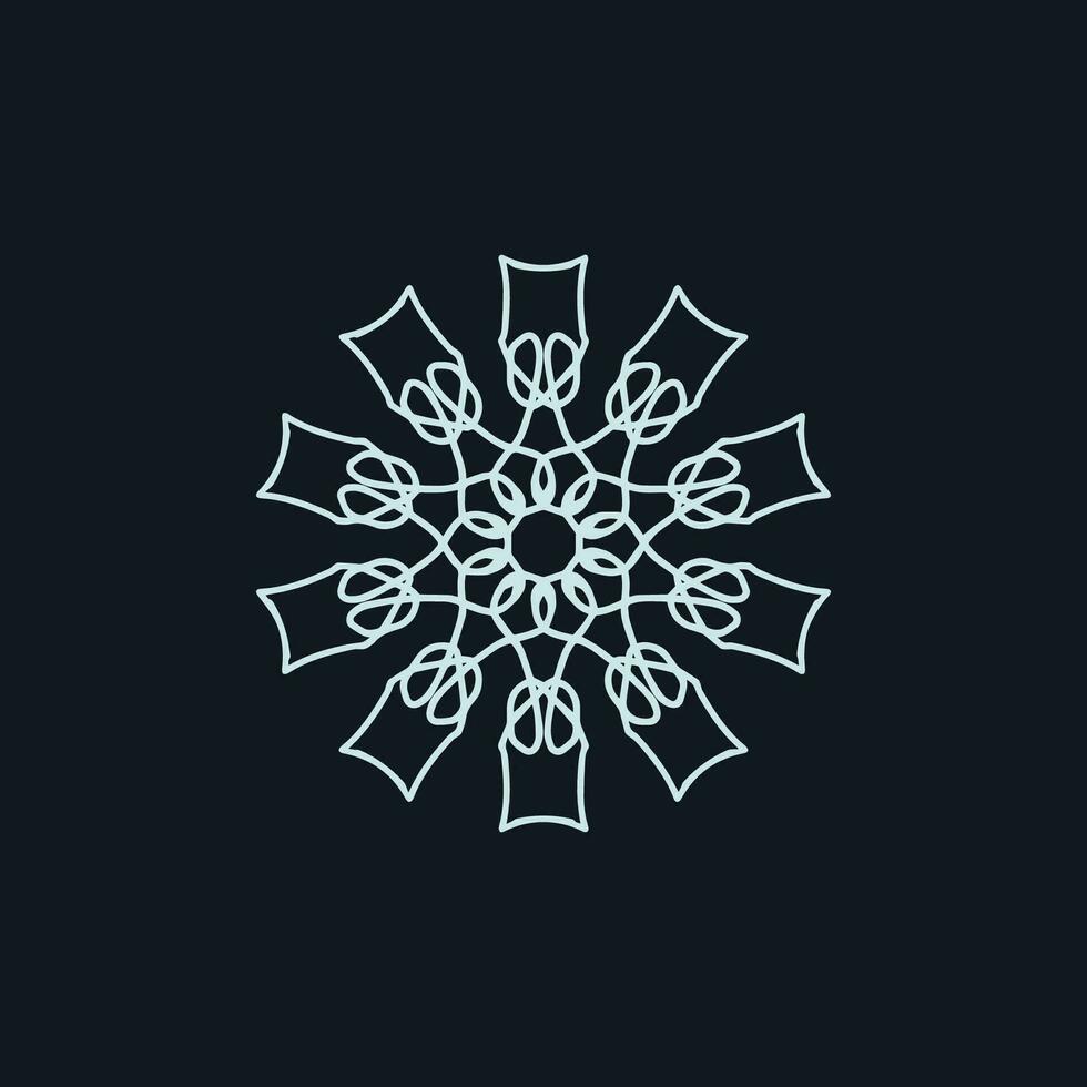 abstrakt Blau grau und schwarz Blumen- Mandala Logo. geeignet zum elegant und Luxus Zier Symbol vektor