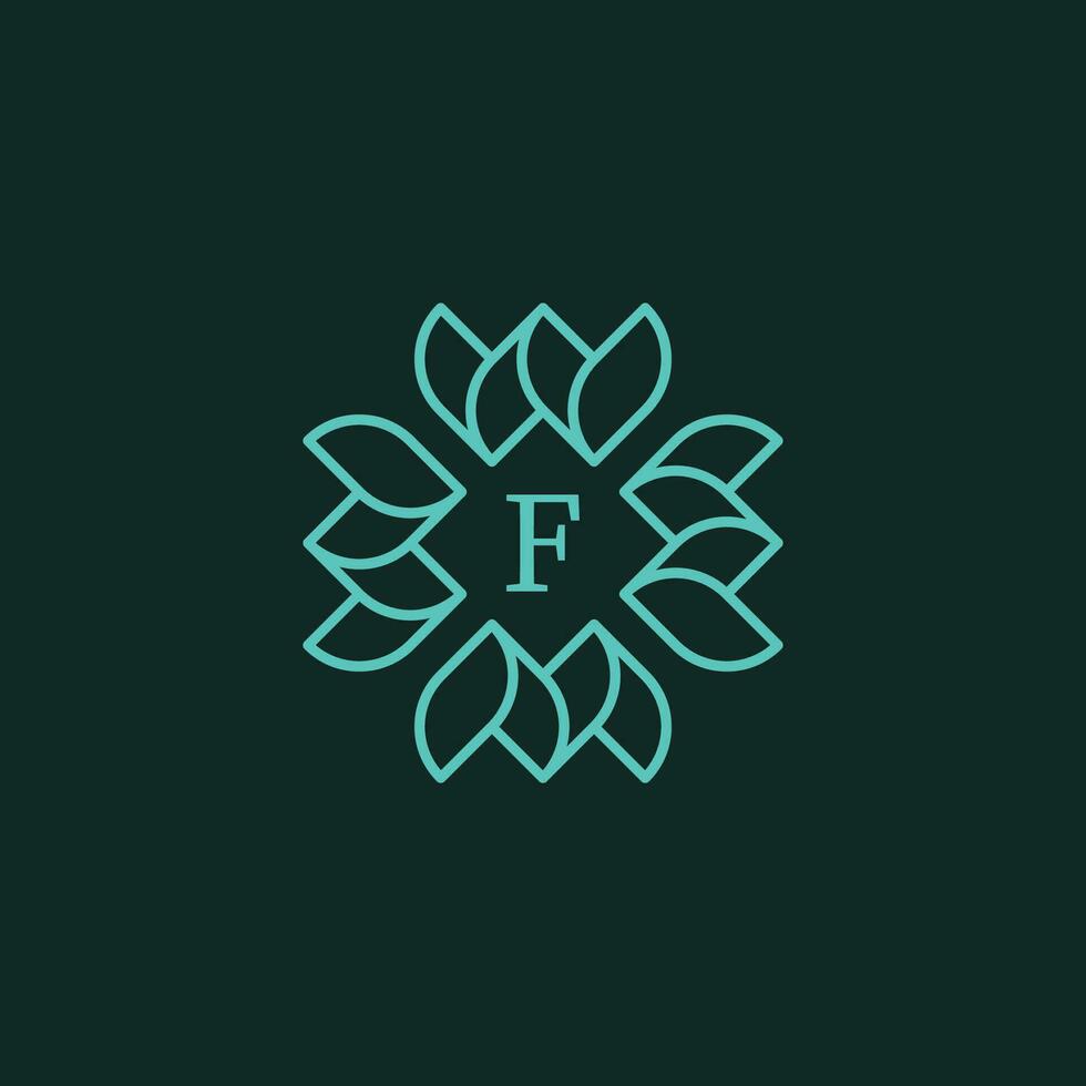 första brev f blommig dekorativ gräns ram logotyp vektor