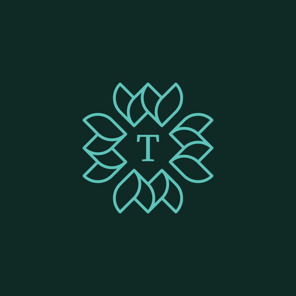 Initiale Brief t Blumen- Zier Rand Rahmen Logo vektor