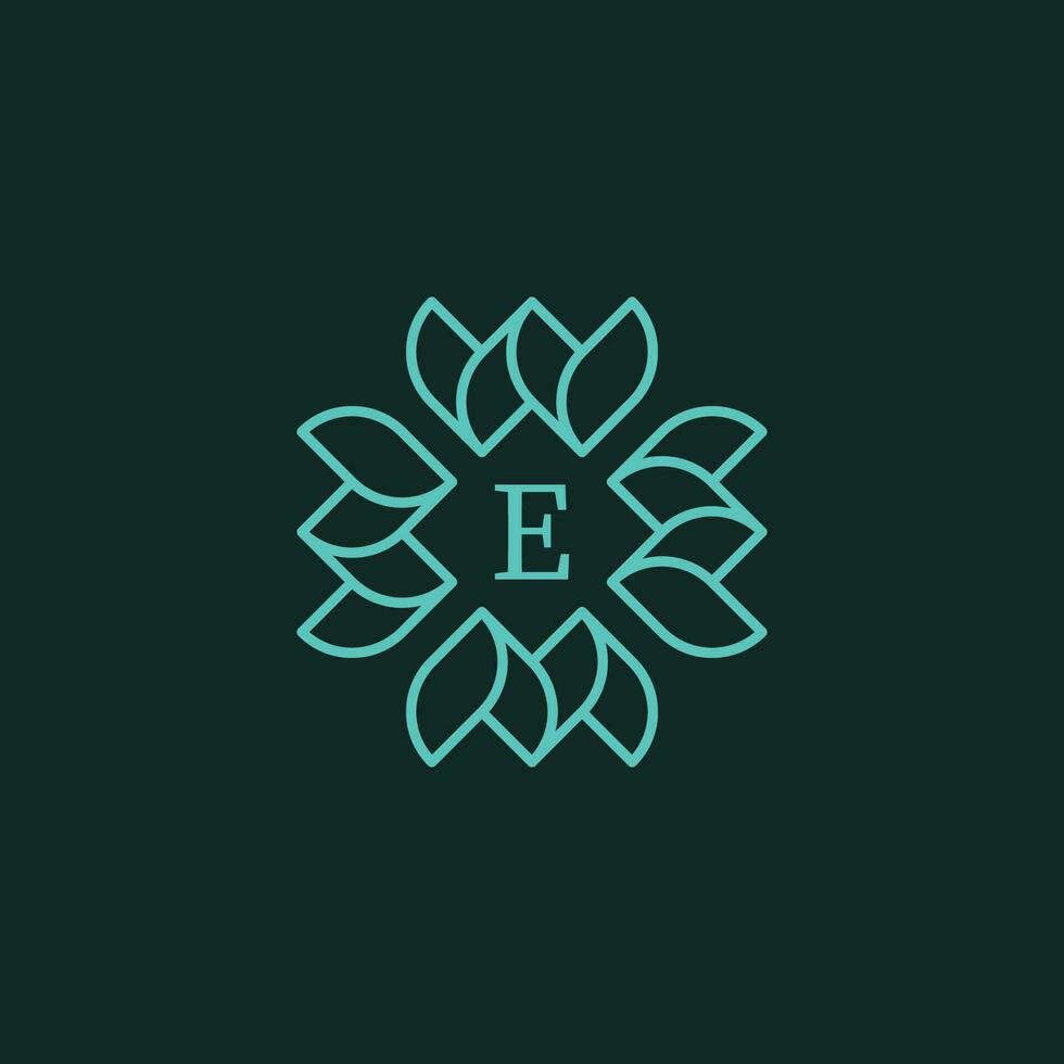 Initiale Brief e Blumen- Zier Rand Rahmen Logo vektor
