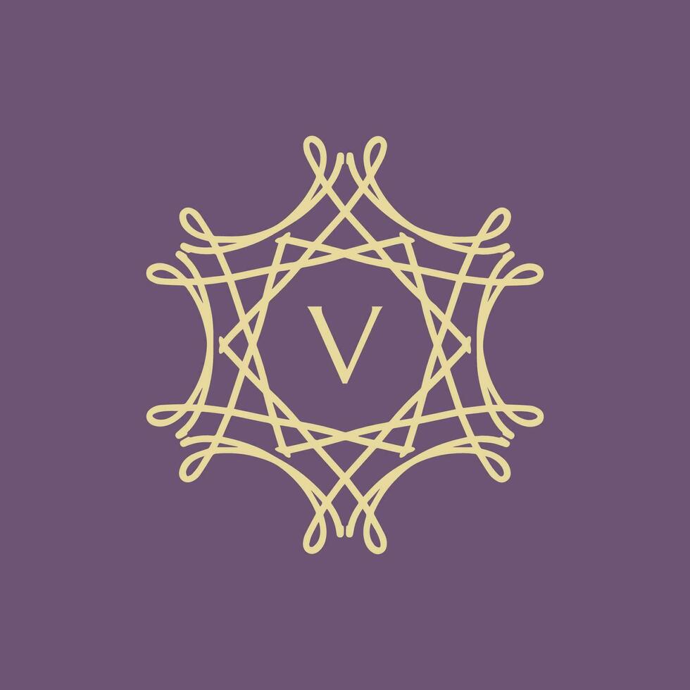 första brev v blommig dekorativ gräns cirkel ram logotyp vektor