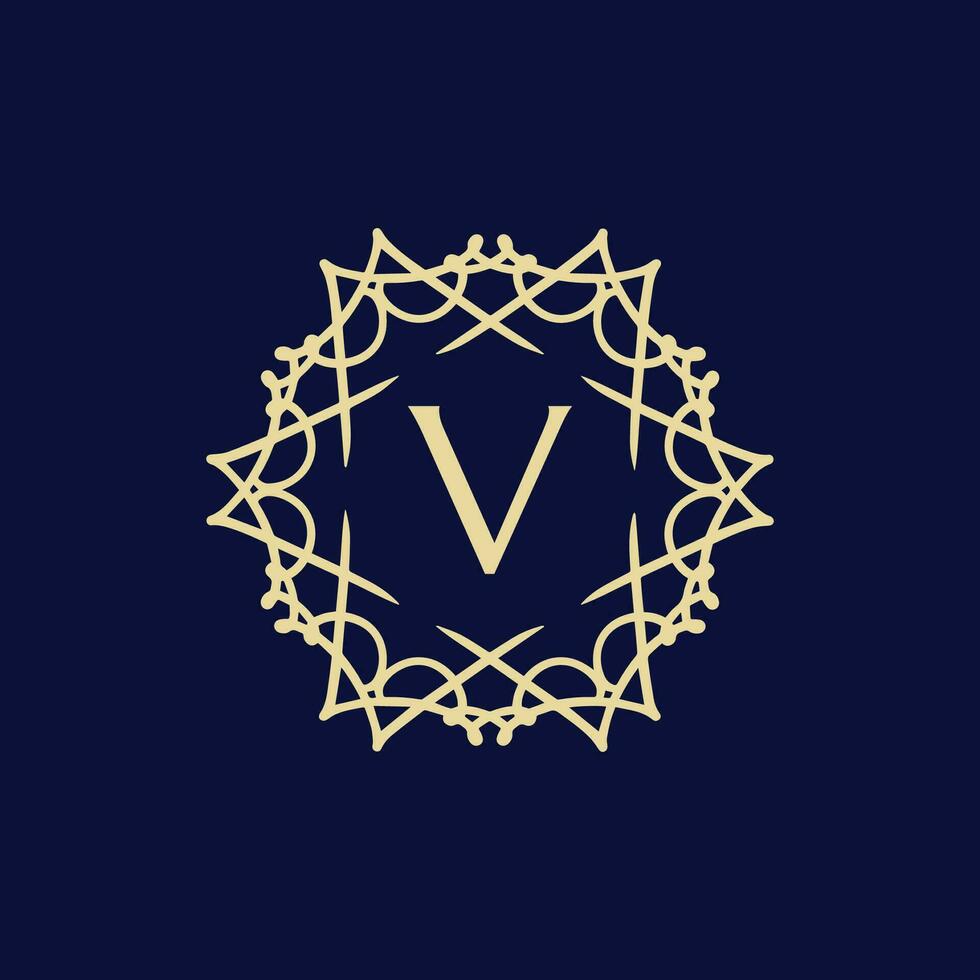 Initiale Brief v Blumen- Zier Rand Kreis Rahmen Logo vektor