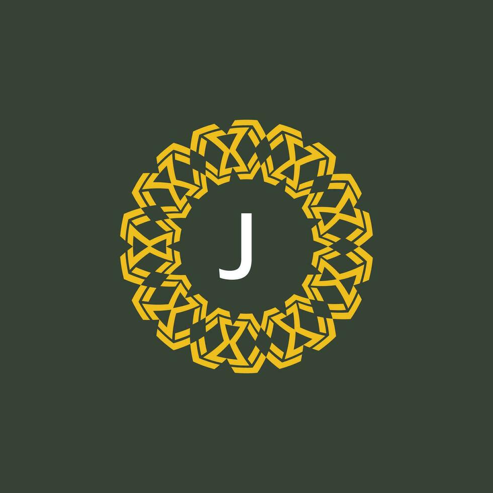 Brief j Medaillon Emblem Initiale Kreis Abzeichen Logo vektor