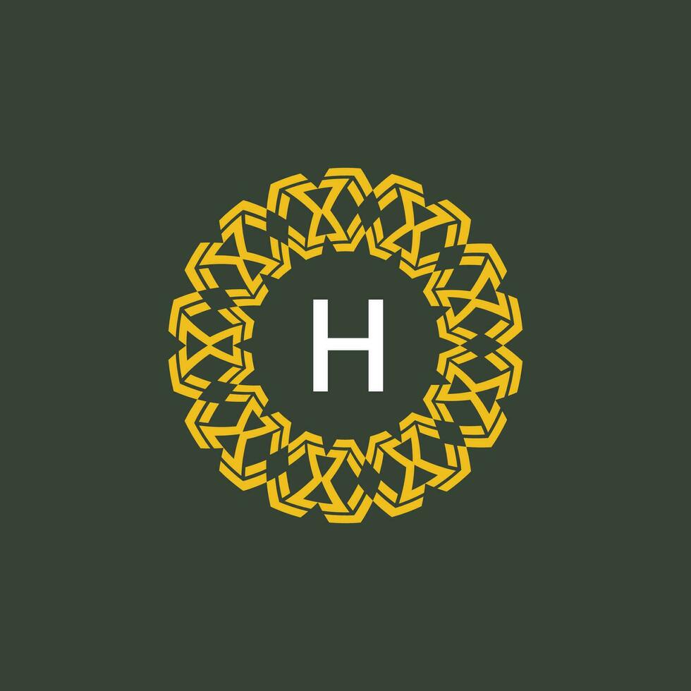 brev h medaljong emblem första cirkel bricka logotyp vektor