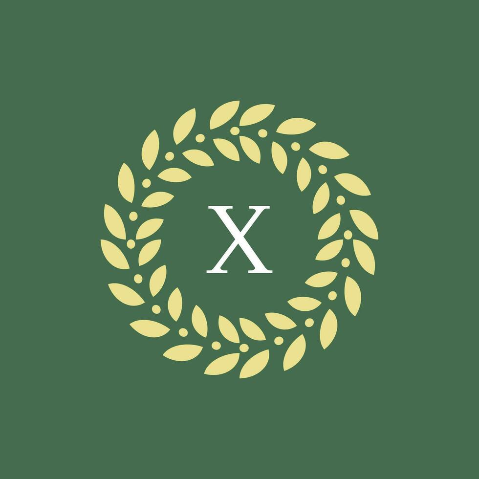 modern och naturlig brev x grön löv blommig logotyp vektor