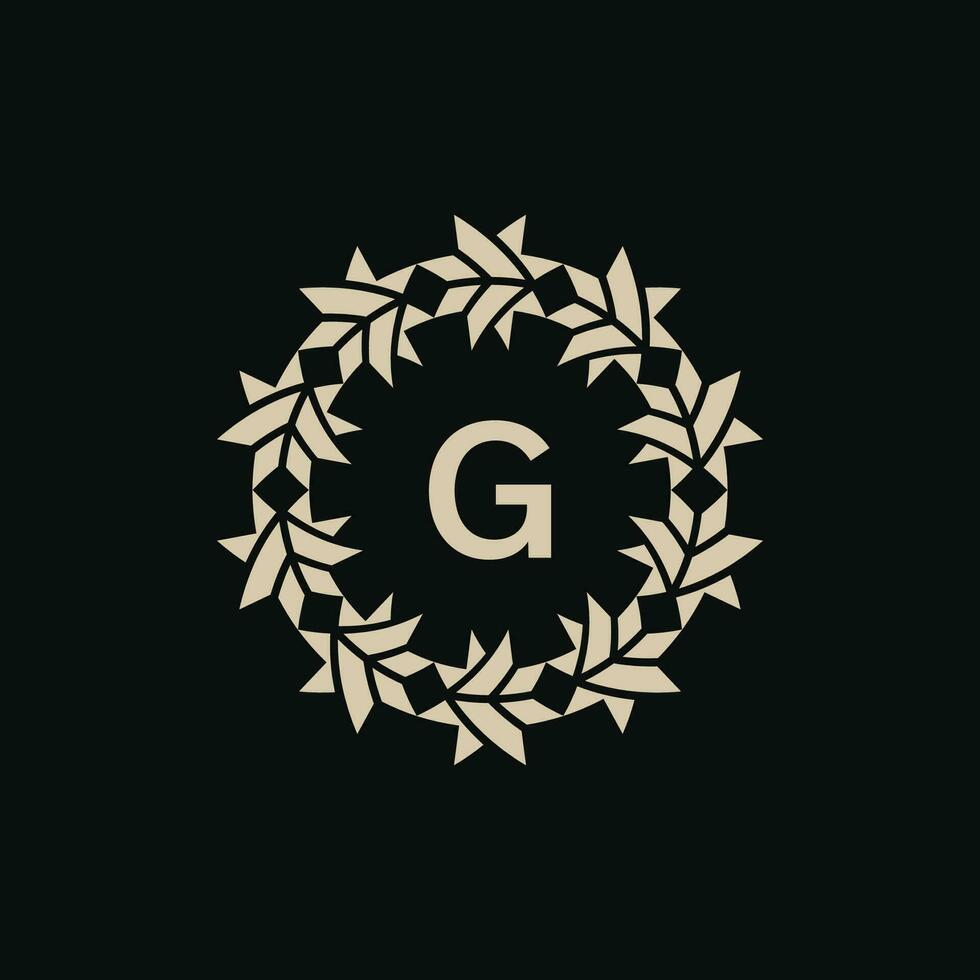 första brev g dekorativ gräns cirkel ram logotyp vektor
