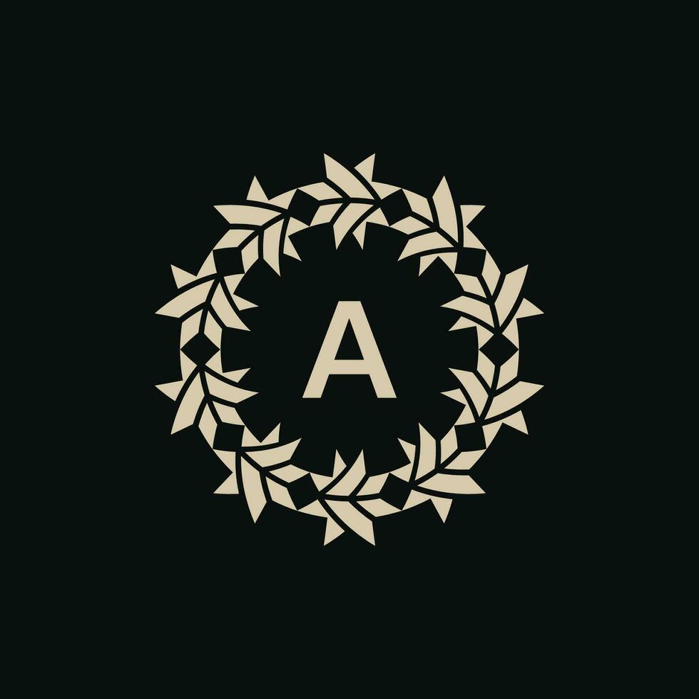 första brev en dekorativ gräns cirkel ram logotyp vektor