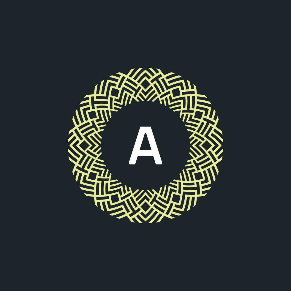 Logo Initialen Brief a. Logo Emblem Kreis elegant und organisch. runden Muster Ornament vektor