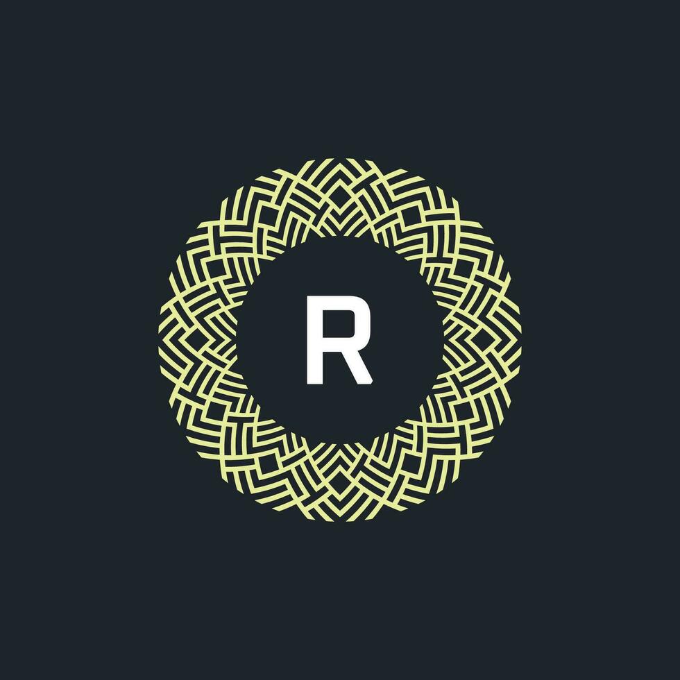 logotyp initialer brev r. logotyp emblem cirkel elegant och organisk. runda mönster prydnad vektor