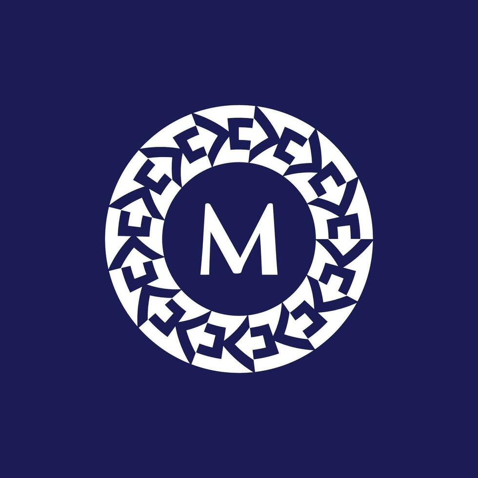 Logo Initialen Brief m. modern und elegant Kreis Emblem. Zier kreisförmig Emblem. gleich Muster Emblem vektor