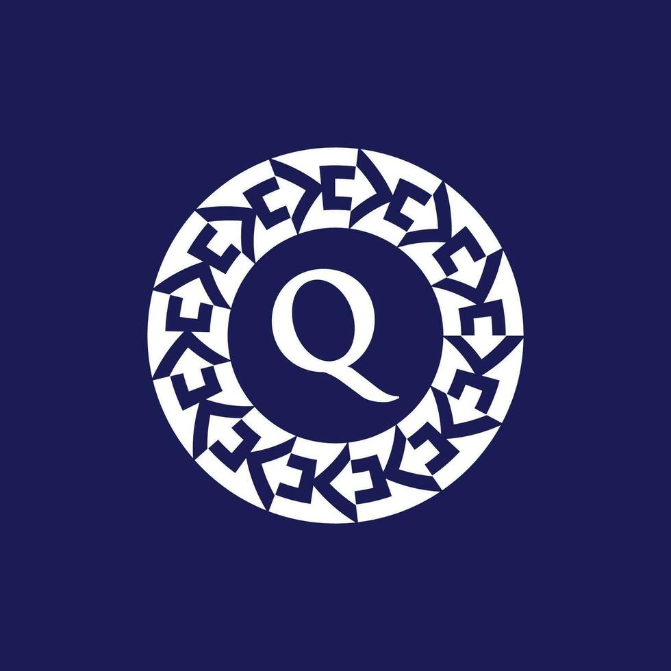 Logo Initialen Brief q. modern und elegant Kreis Emblem. Zier kreisförmig Emblem. gleich Muster Emblem vektor