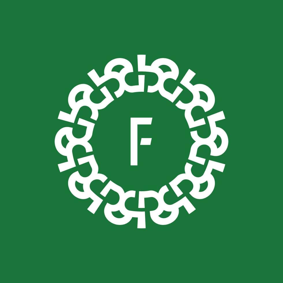 emblem logotyp initialer brev f. naturlig och organisk cirkel emblem logotyp. lämplig för miljömässigt baserad företag vektor