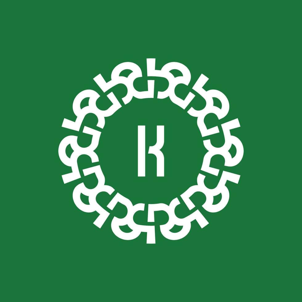 emblem logotyp initialer brev k. naturlig och organisk cirkel emblem logotyp. lämplig för miljömässigt baserad företag vektor