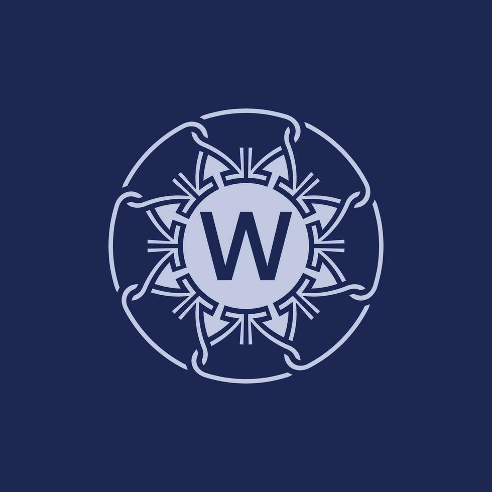 einzigartig und elegant Initiale Brief w Alphabet Kreis Zier Emblem Logo vektor