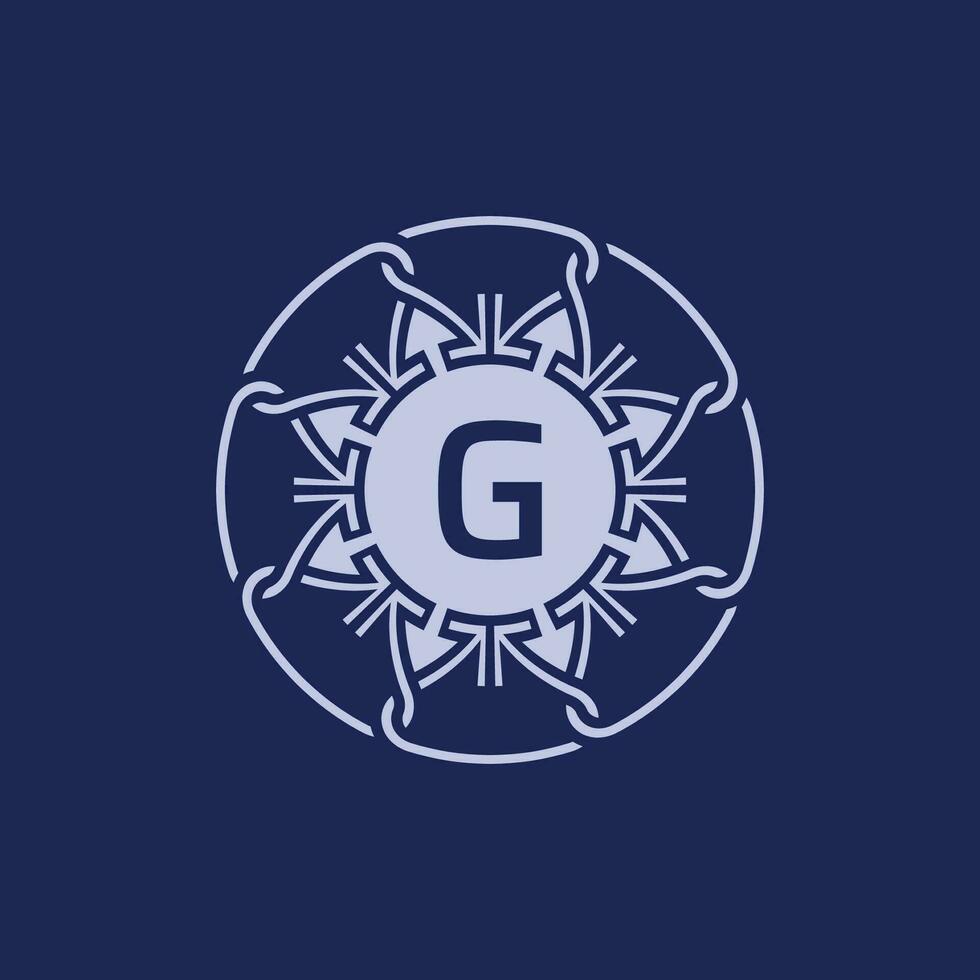einzigartig und elegant Initiale Brief G Alphabet Kreis Zier Emblem Logo vektor