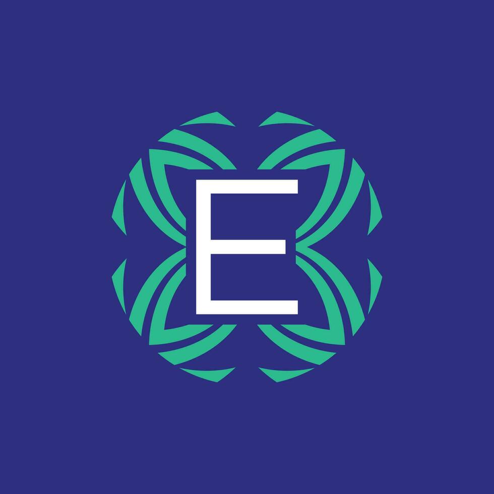 brev e första blommig elegant emblem monogram logotyp vektor