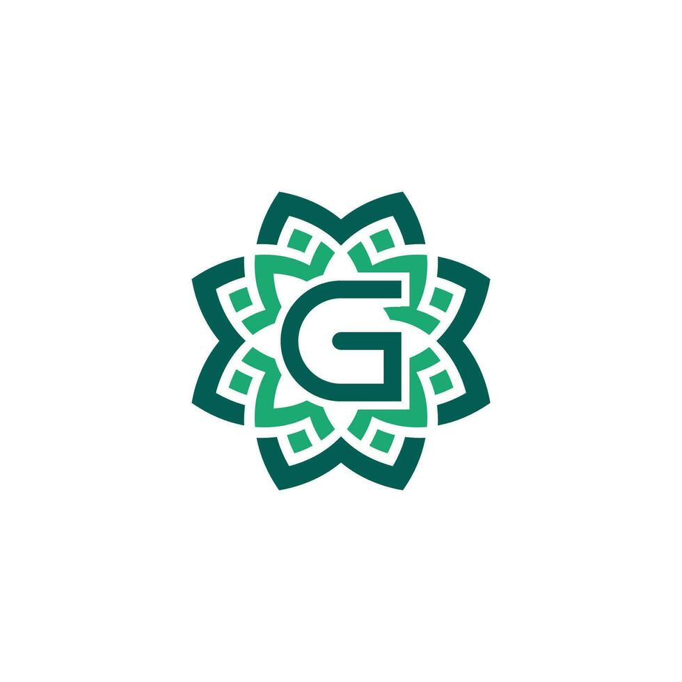 Initiale Brief G Blumen- Zier Rand Rahmen Logo vektor