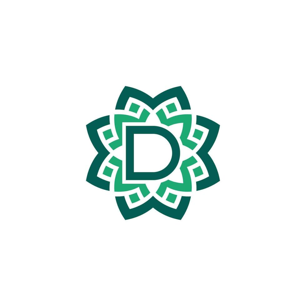 första brev d blommig dekorativ gräns ram logotyp vektor