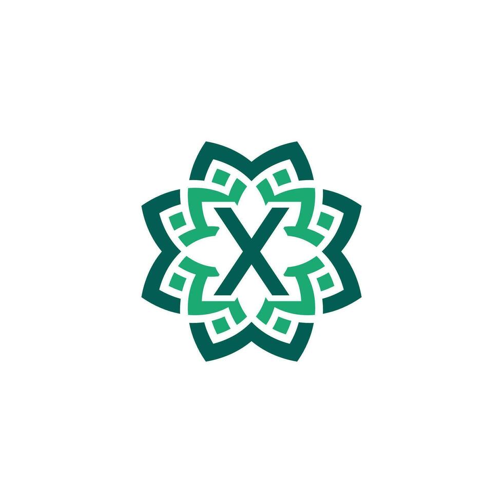 Initiale Brief x Blumen- Zier Rand Rahmen Logo vektor