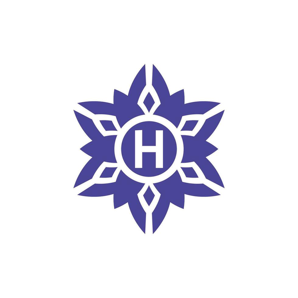 första brev h blommig alfabet ram emblem logotyp vektor