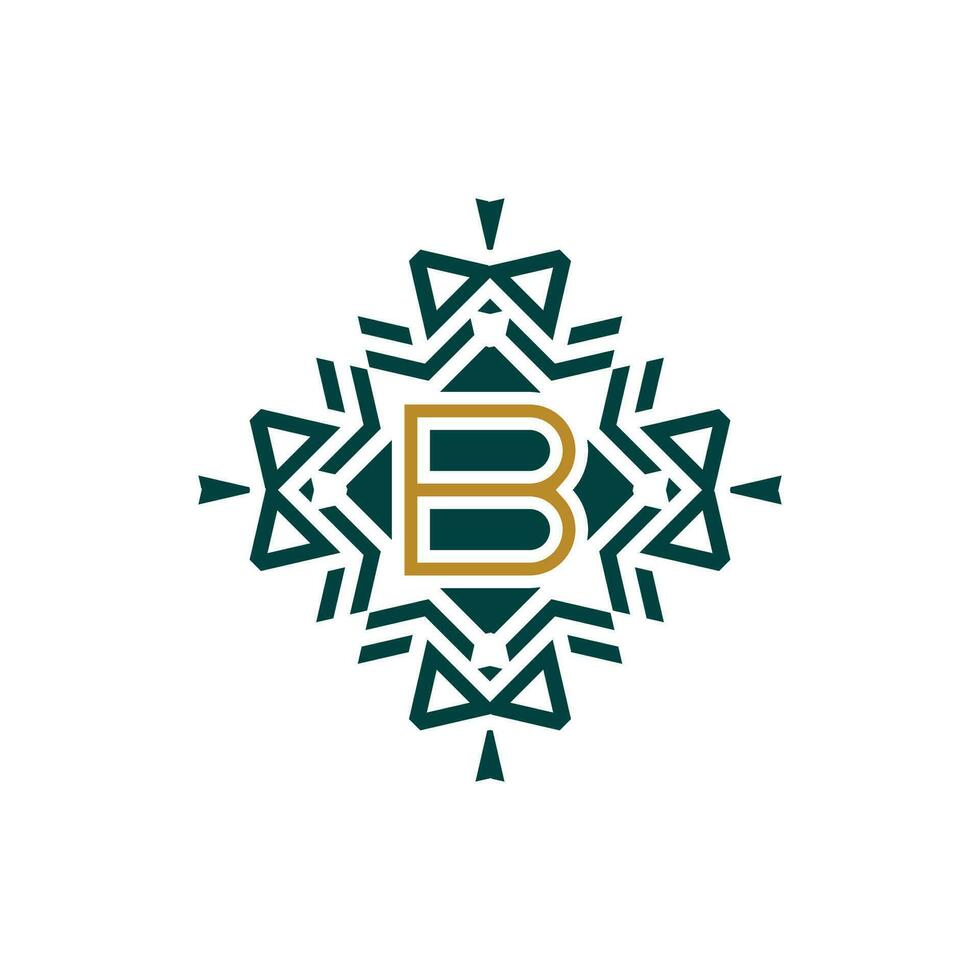 första brev b abstrakt antik mönster emblem dekorativ logotyp vektor