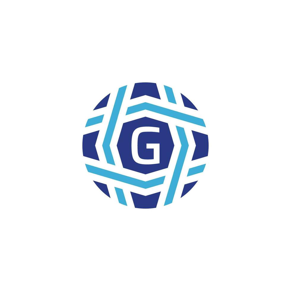 första brev g sfär logotyp symbolisera global anslutning vektor