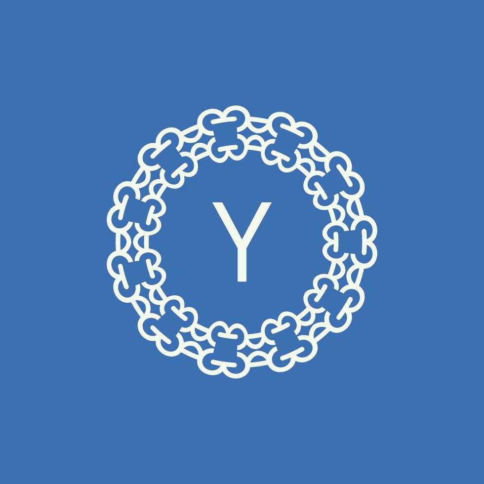 första brev y dekorativ emblem ram cirkel mönster logotyp vektor