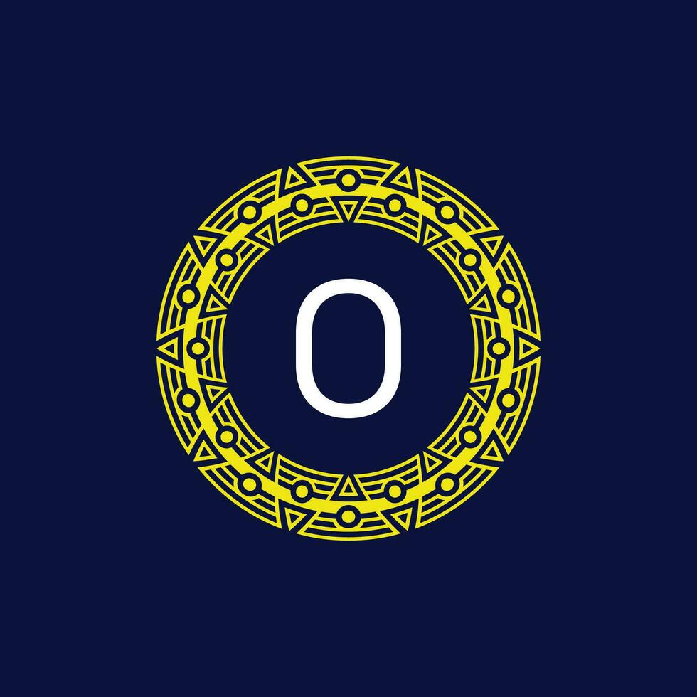 första brev o trogen cirkel mönster ram emblem logotyp vektor