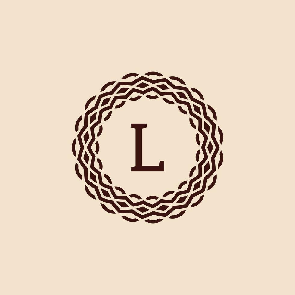 einfach und elegant Initiale Brief l Zier Kreis Rahmen Logo vektor